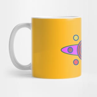 Retro Abstract Star Symbol with Rotating Spheres Mug